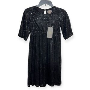 Creamie Girls Full Sequined Black Dress‎ Size 10